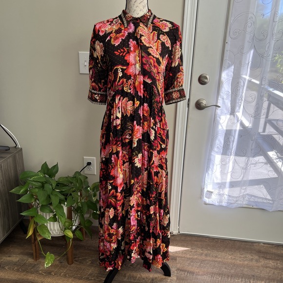 A Loves A Dresses & Skirts - A Loves A Button Front Tiered Midi Dress XS Floral Print Flowy Boho Cottagecore